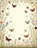Whimsical Garden Insects Floral Pattern Rug