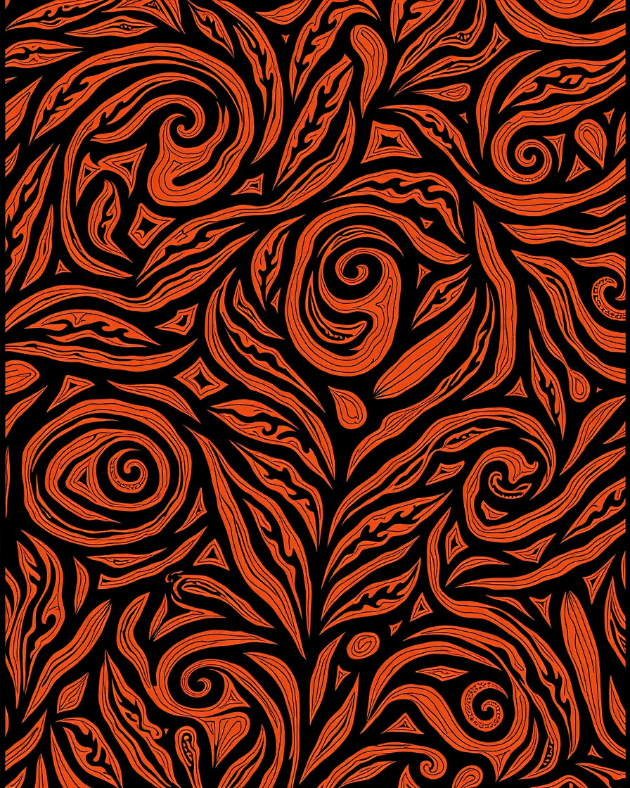 Dynamic Orange Swirl Abstract Pattern Rug