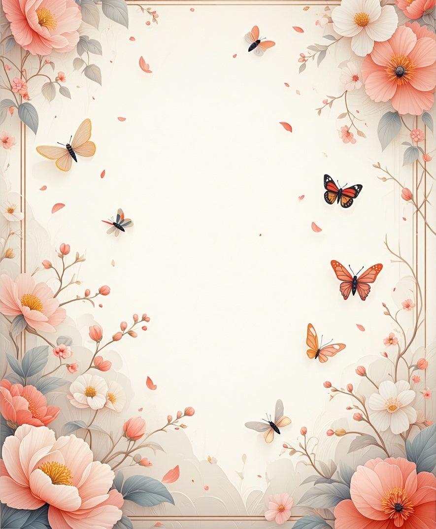Floral Butterflies Delicate Nature Design Rug