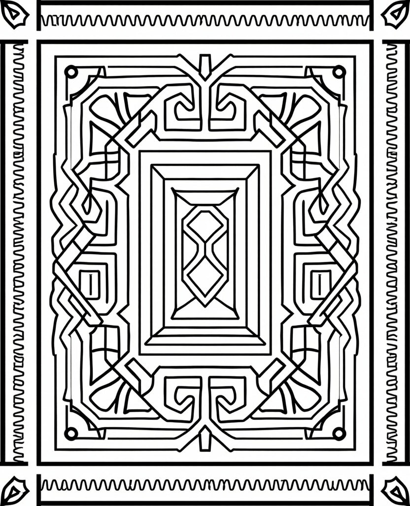 Intricate Abstract Maze Pattern Rug