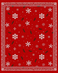 Red Snow Flurry Holiday Border Rug
