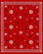 Red Snow Flurry Holiday Border Rug