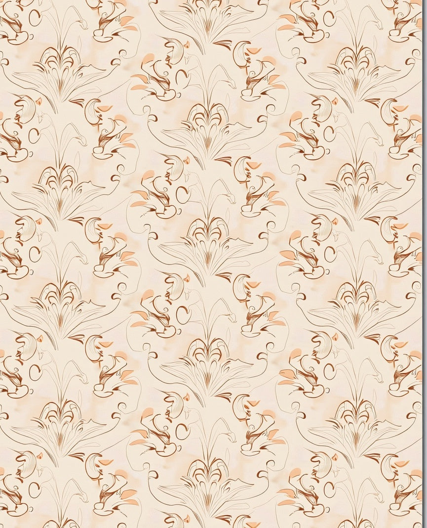 Elegant Floral Swirl Line Art Design Rug
