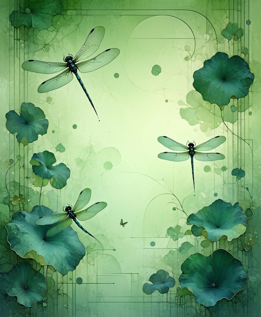 Dragonfly Lotus Pond Water Garden Design Rug