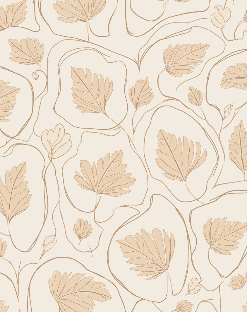 Abstract Botanical Leaf Outline Rug