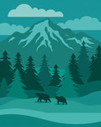 Mountain Forest Bears Scenic Design Rug