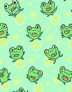 Whimsical Green Frogs Pattern Rug