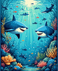 Ocean Sharks Coral Reef Design Rug