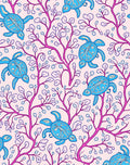 Whimsical Blue Turtles Pink Coral Pattern Rug