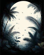 Tropical Jungle Silhouette With Birds Rug