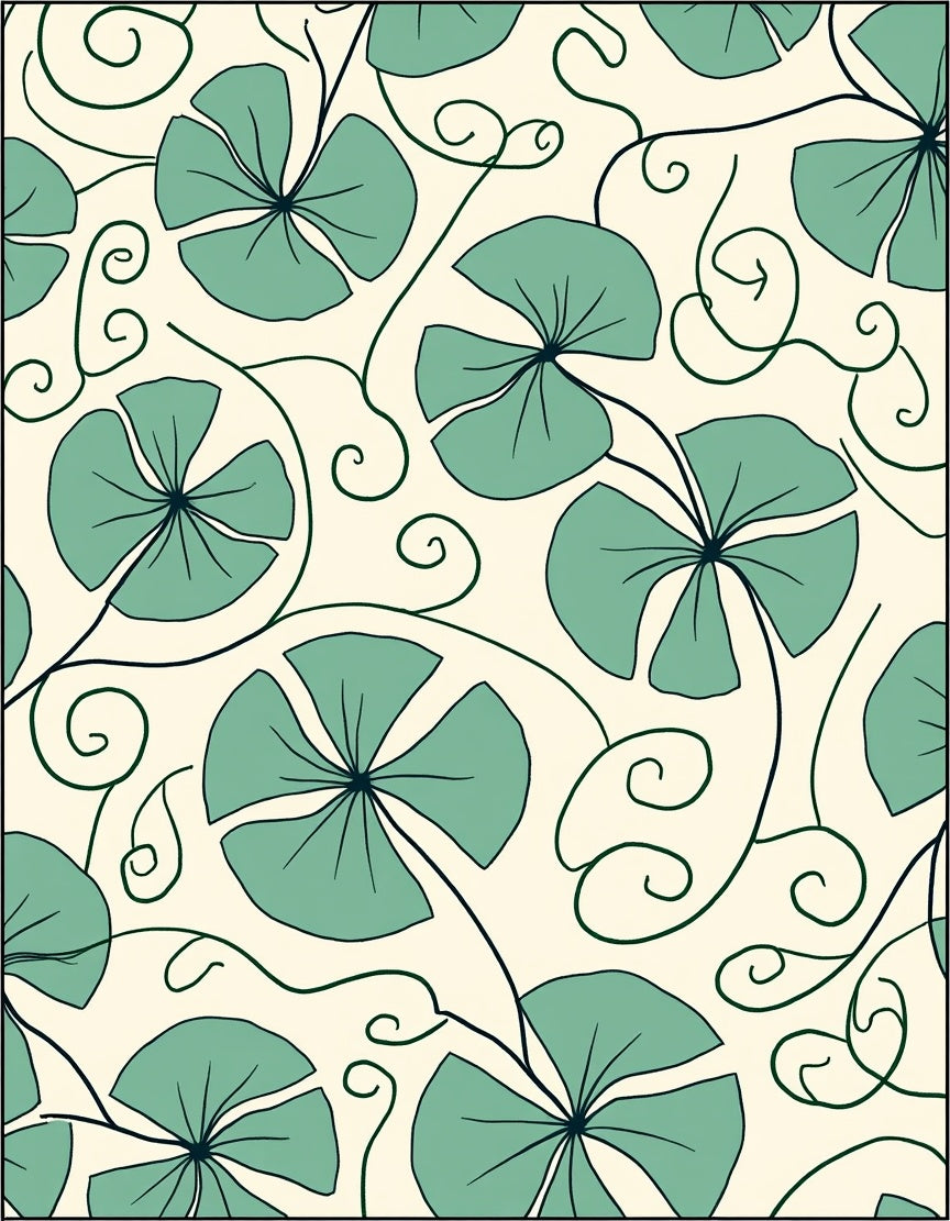Teal Floral Swirl Pattern Rug