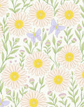 Pastel Daisy Butterfly Botanical Design Rug