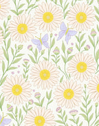 Pastel Daisy Butterfly Botanical Design Rug