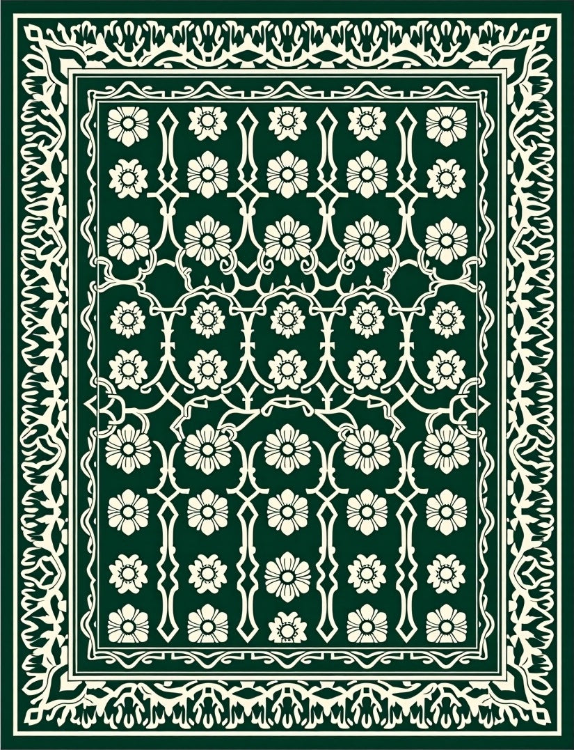 Emerald Ivory Floral Medallion Harmony Rug