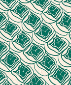 Abstract Green Leaf Patterned Rug