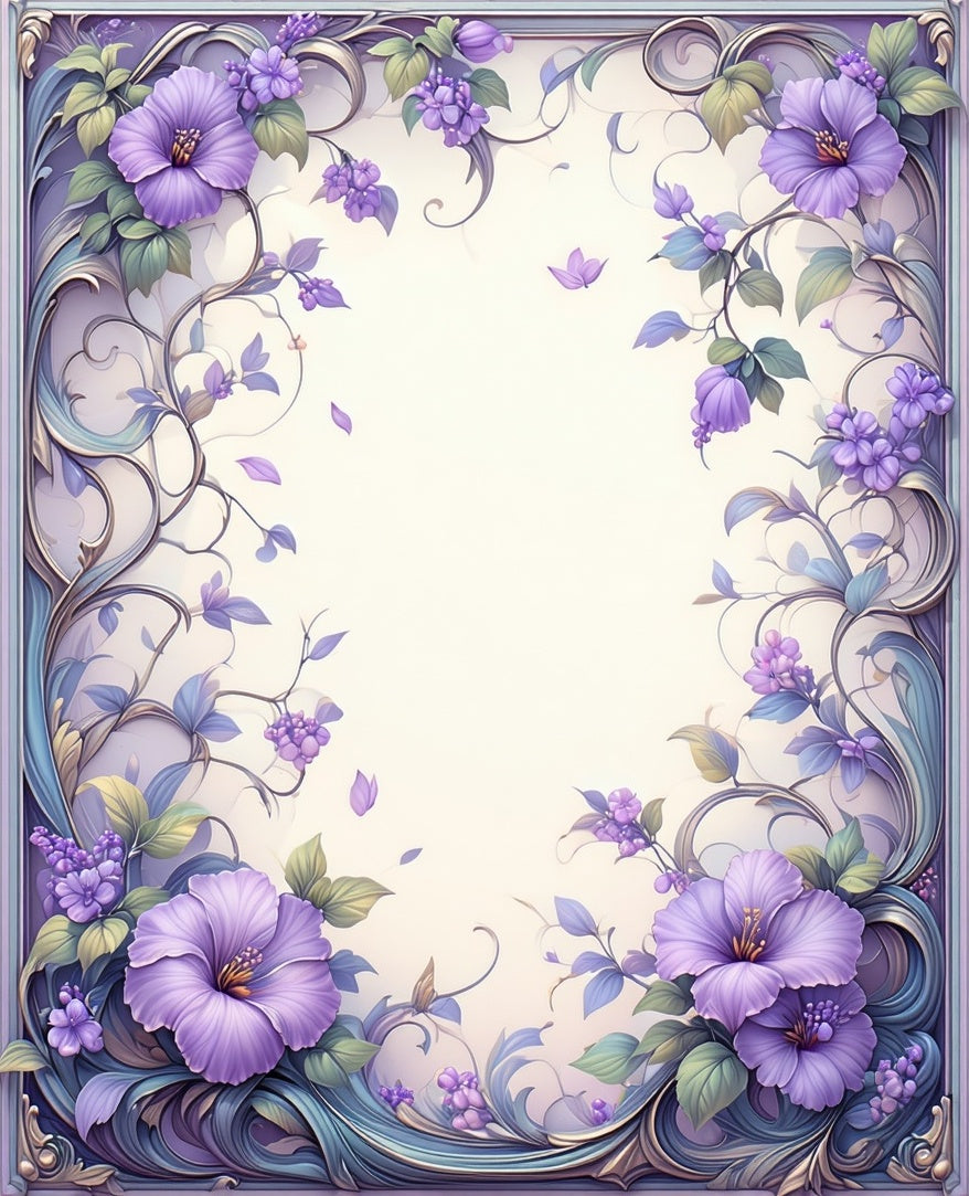 Ornate Lavender Floral Art Deco Rug