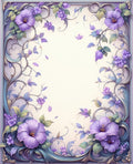 Ornate Lavender Floral Art Deco Rug