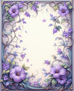 Ornate Lavender Floral Art Deco Rug