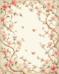Pink Blossoms Butterflies Vintage Scenic Rug
