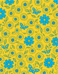 Yellow Blue Flower Butterfly Pattern Rug