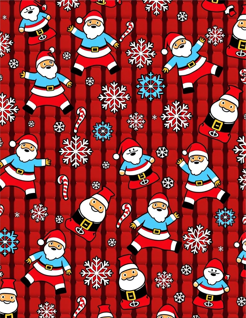 Jolly Santa Claus Red Snowflakes Medley Rug