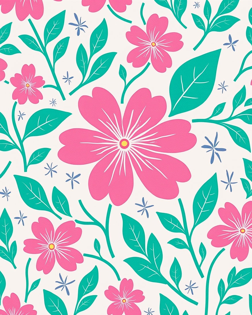 Pink and Teal Floral Pattern Design Rug