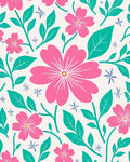 Pink and Teal Floral Pattern Design Rug