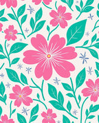 Pink and Teal Floral Pattern Design Rug