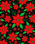 Vibrant Red Floral Garden Black Rug