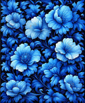 Vivid Blue Floral Pattern Rug