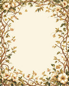 Cream Floral Vine Pattern Rug