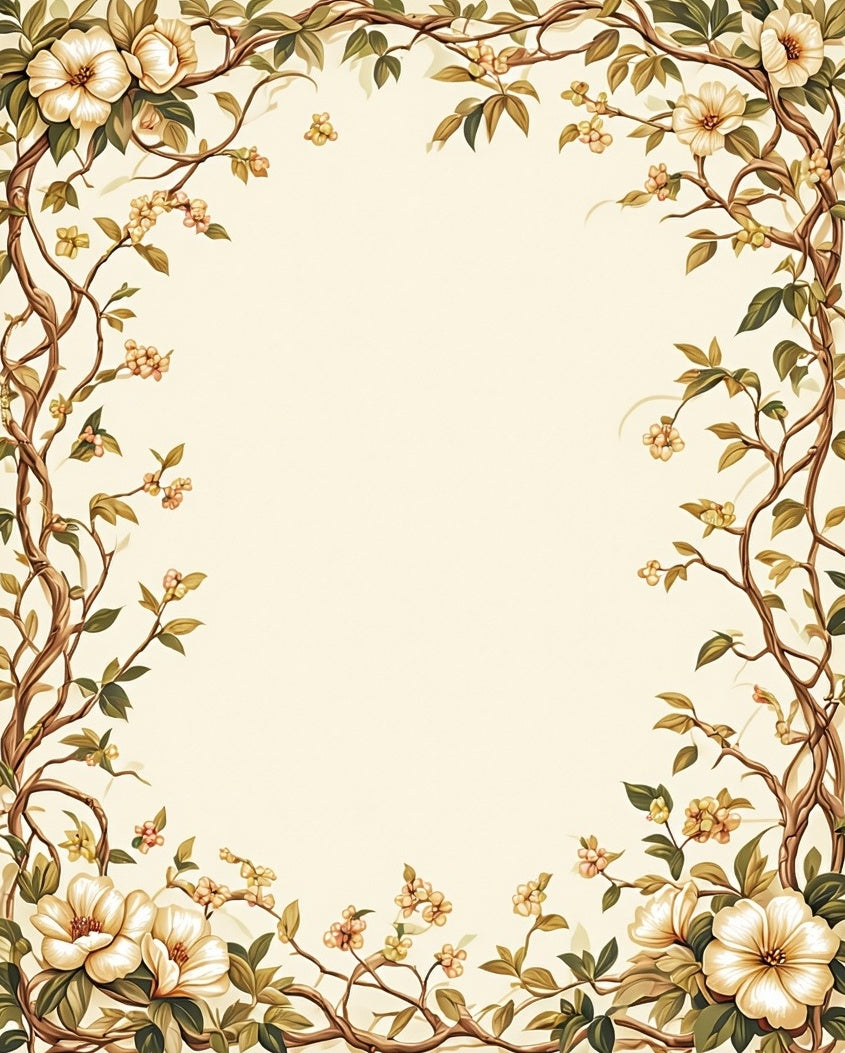 Cream Floral Vine Pattern Rug