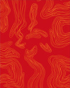 Red Orange Organic Line Design Rug