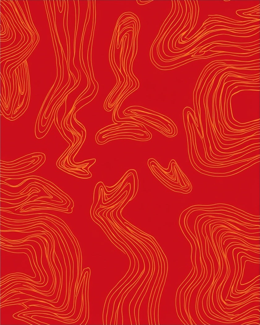 Red Orange Organic Line Design Rug