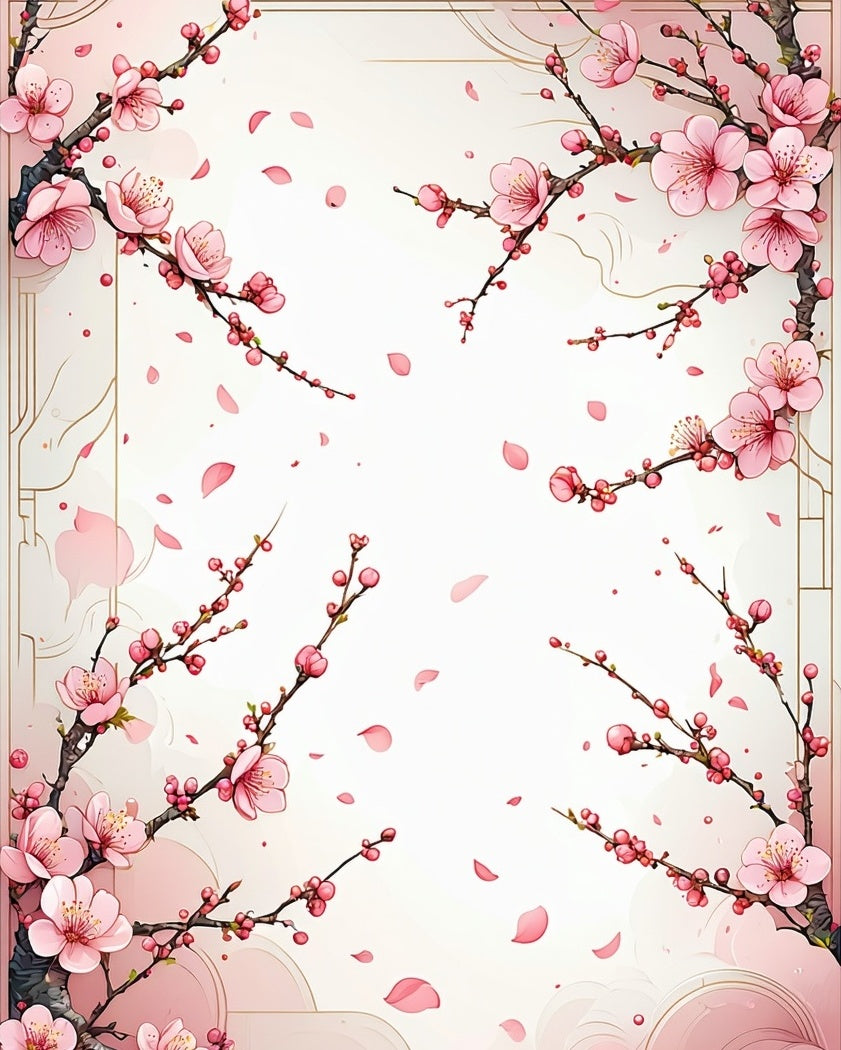 Pink Blossom Branches With Falling Petals Design Rug