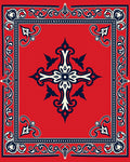 Classic Red Blue Floral Motif Rug