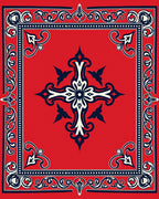Classic Red Blue Floral Motif Rug