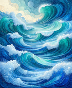 Oceanic Wave Pattern Contemporary Rug