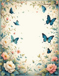 Whimsical Blue Butterflies Peonies Rug