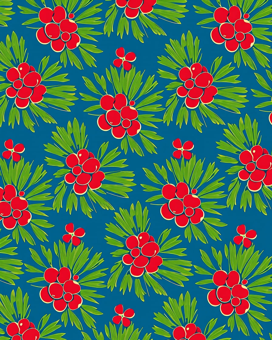 Bright Red Berry Bunch Foliage Rug