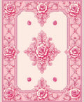 Ornate Pink Rose Floral Filigree Design Rug
