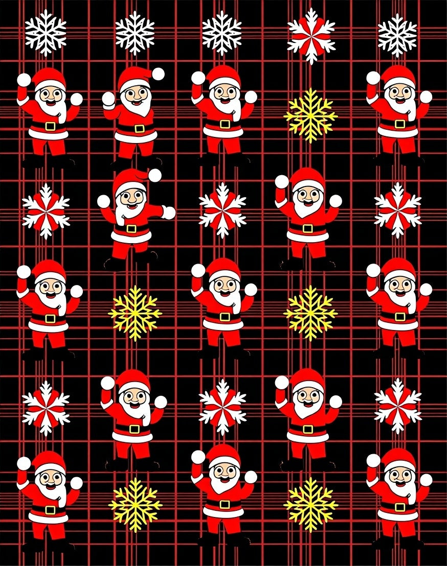 Joyful Santa Claus Snowflake Plaid Rug