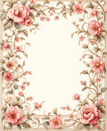 Elegant Pink Floral Vine Swirl Rug