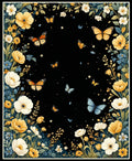 Whimsical Yellow Butterfly Floral Design Rug