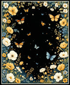 Whimsical Yellow Butterfly Floral Design Rug
