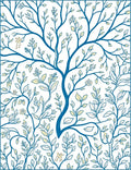 Blue Whimsical Tree Floral Design Rug