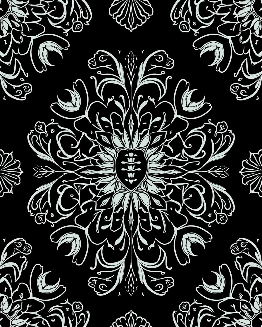 Intricate Floral Swirl Pattern Design Rug
