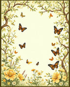 Floral Butterflies Whimsical Garden Design Rug