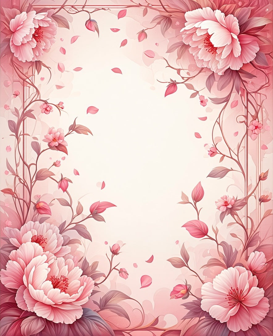 Soft Pink Floral Vine Pattern Rug