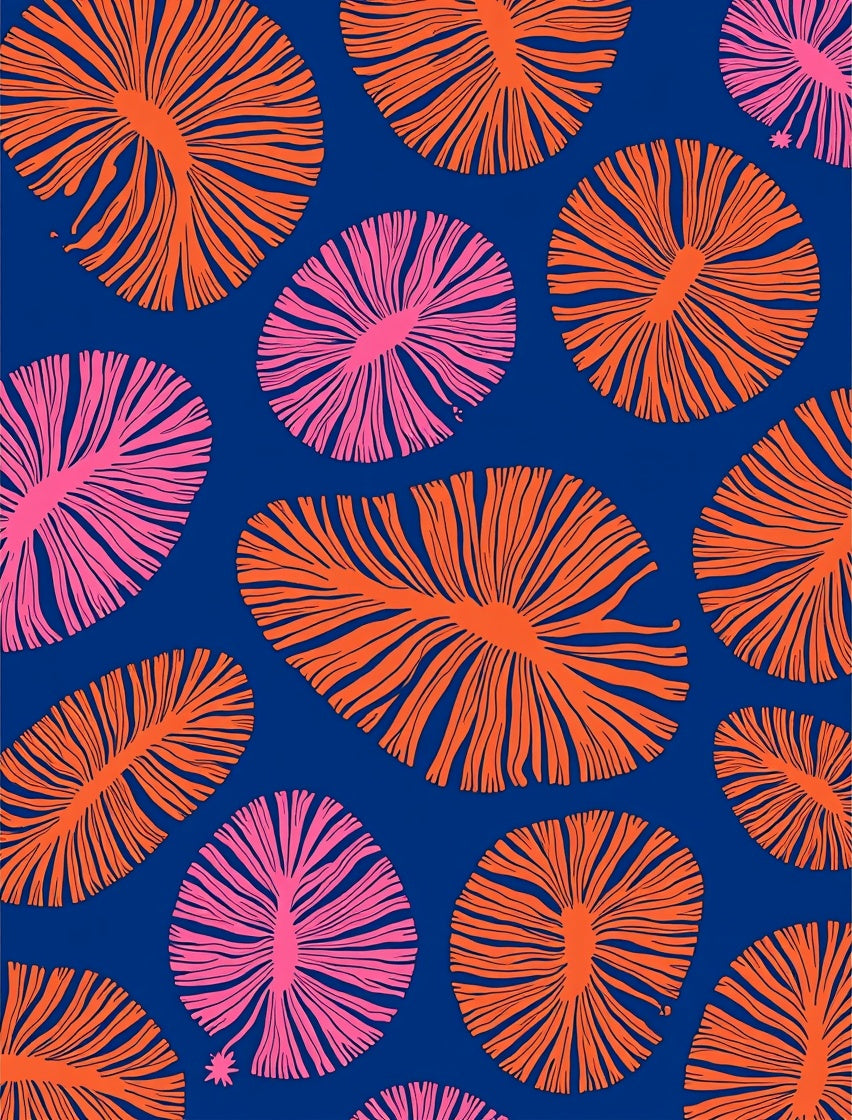 Bright Orange Pink Floral Rays Rug